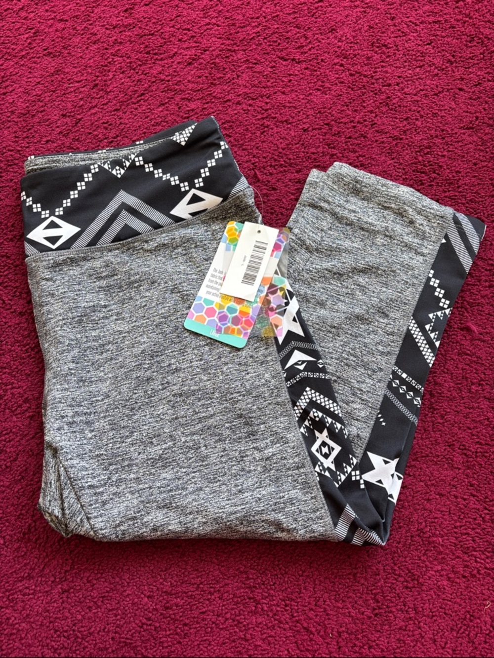 Gray Heather Capri with Black Aztec Trim